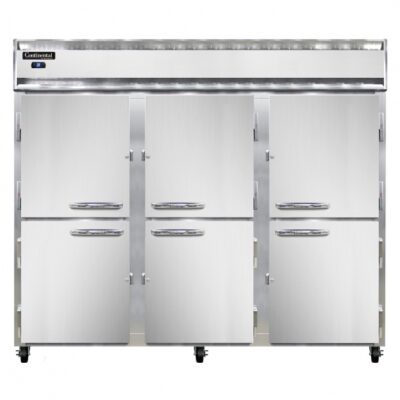 Continental Refrigerator 3RESNHD 86″ Reach-In Refrigerator w/ 3 Sections, 6 Solid Half-Doors