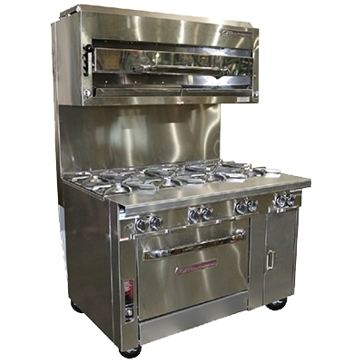 Southbend P48C-BBBB-SU 48″ Gas Heavy Duty Range, (8) Open Burners w/ (4) Step-Up, (2) Cabinet Bases, 280.000 BTU